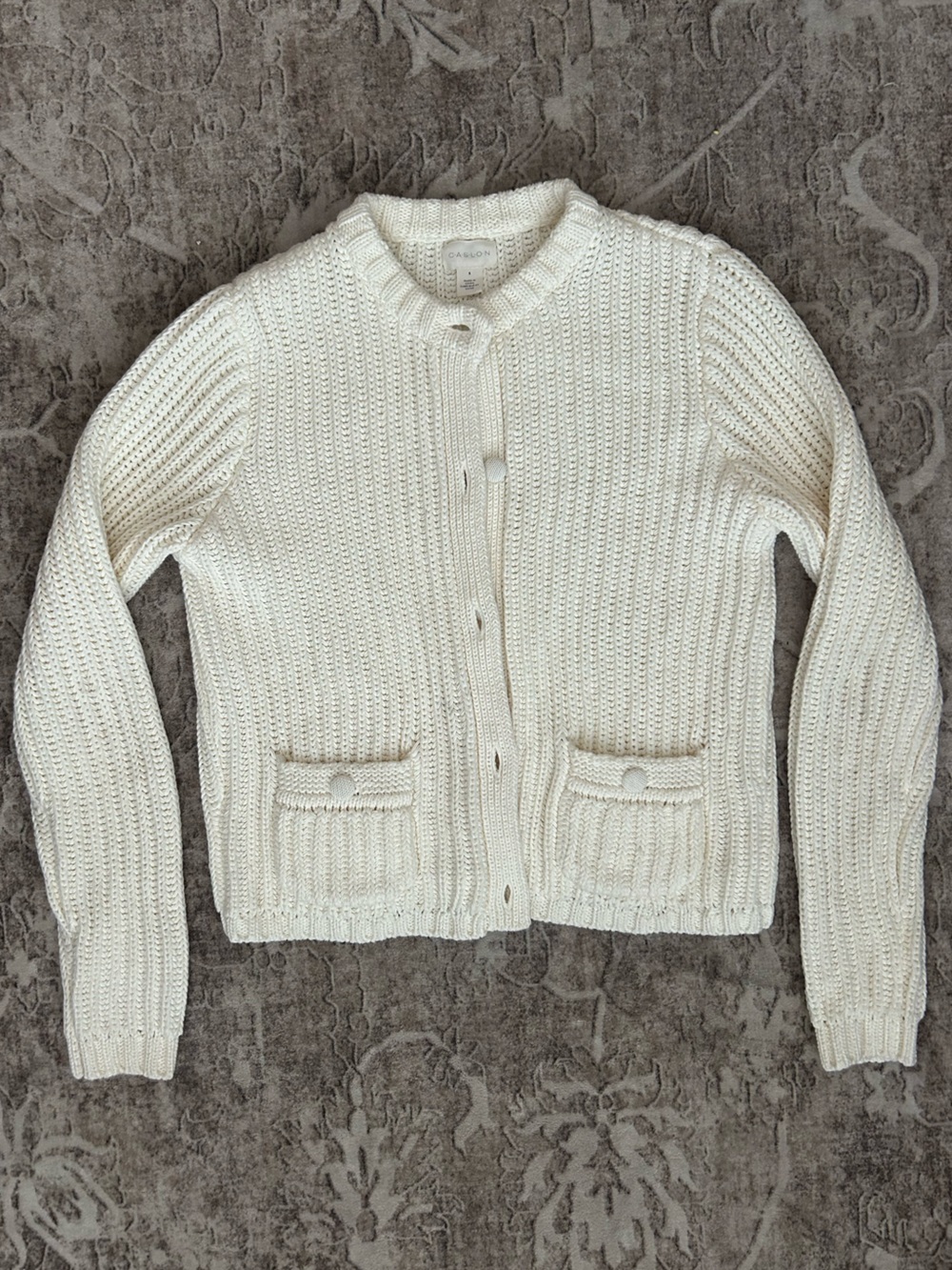 Caslon Cream Chunky Button-Front Knit Cardigan